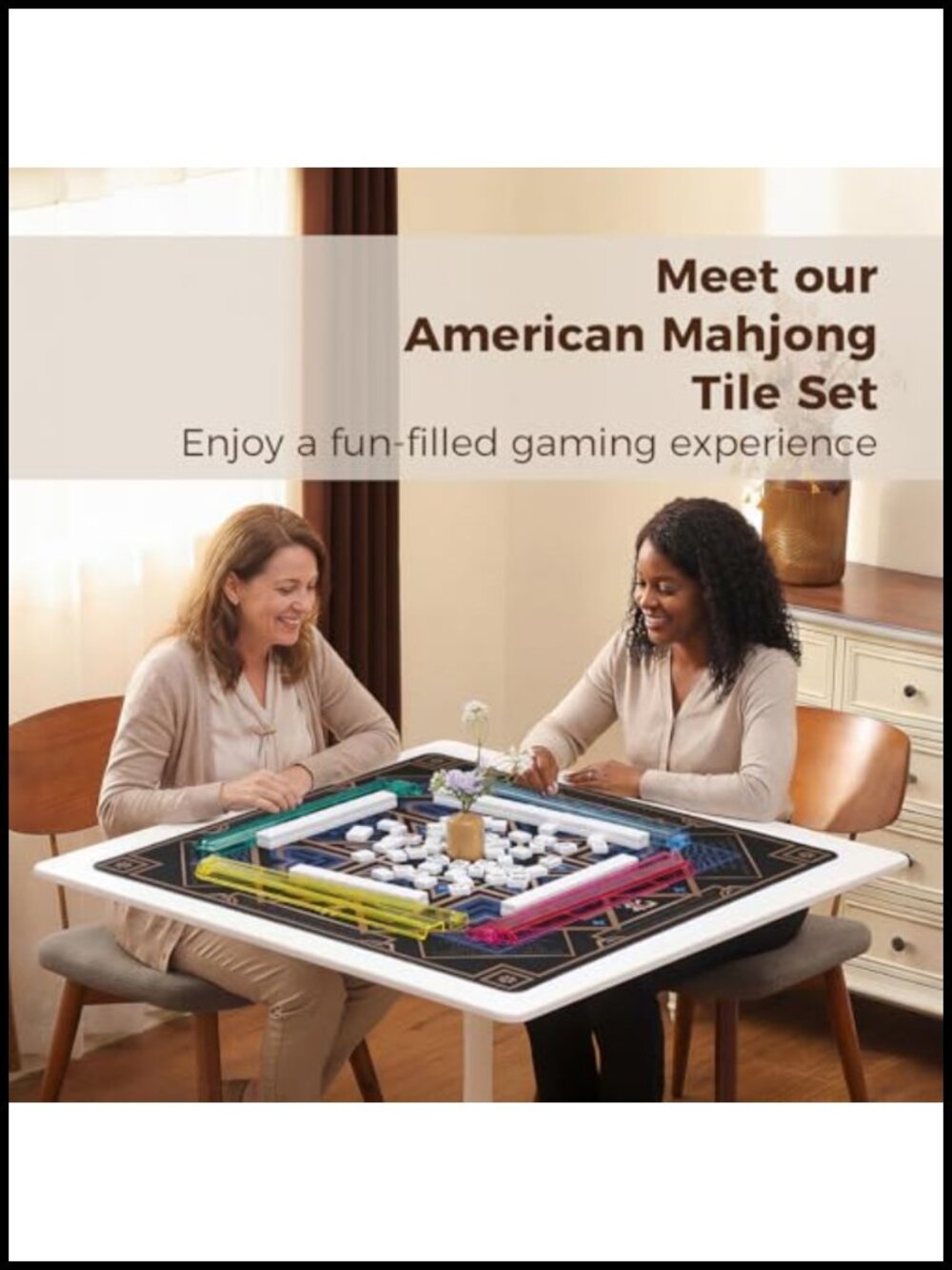 Complete American Mahjong Set with Melamine Tiles, Racks, and Carrying Bag - Picture 5 of 6